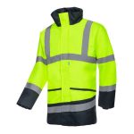 Sioen Barcley jól láthatósági esőkabát 065 Hi-Vis citromsárga/tengerészkék L