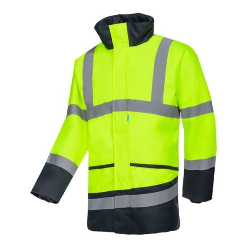 Sioen Barcley jól láthatósági esőkabát 065 Hi-Vis citromsárga/tengerészkék L