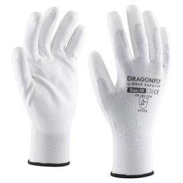   Rock Safety Dragonfly PU20.01EA poliészter szerelőkesztyű PU tenyérmártott fehér 10